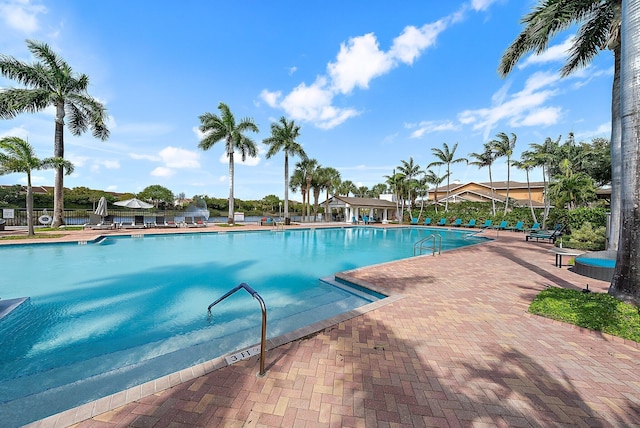 pool featuring a patio area