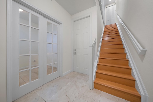 interior space with marble finish floor