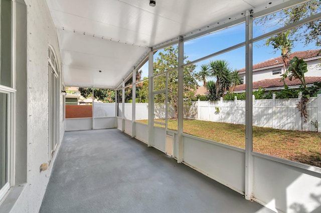 view of unfurnished sunroom