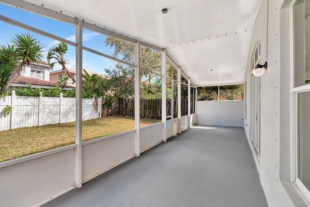 view of unfurnished sunroom