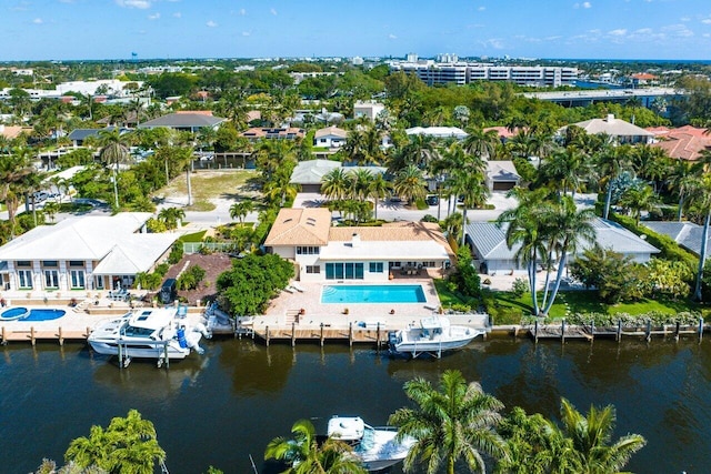 bird's eye view featuring a water view