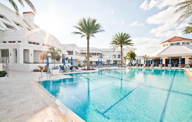 pool featuring a patio area