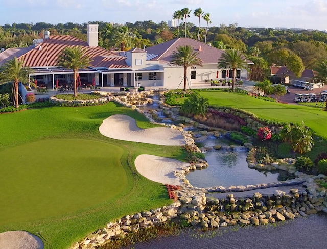 aerial view with golf course view