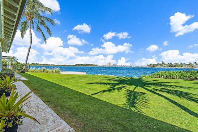 view of yard featuring a water view