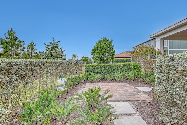 view of yard featuring a patio and a fenced backyard