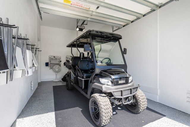 garage with a garage door opener