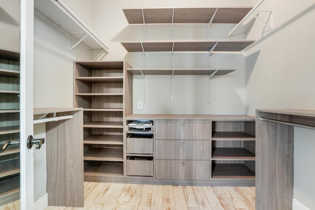 spacious closet with wood finished floors