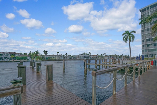 view of dock featuring a water view