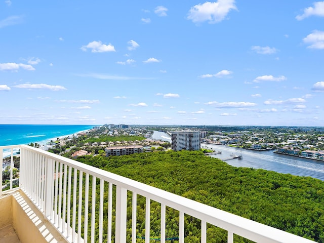 exterior space featuring a water view