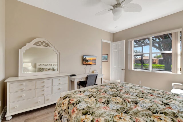 6782 Hillsdale Pt, Boynton Beach, FL 33437 - bedroom with light wood finished floors and a ceiling fan