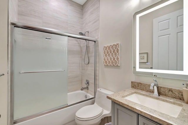 6782 Hillsdale Pt, Boynton Beach, FL 33437 - bathroom featuring enclosed tub / shower combo, vanity, and toilet