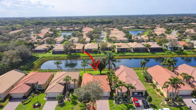 6782 Hillsdale Pt, Boynton Beach, FL 33437 - bird's eye view with a water view and a residential view