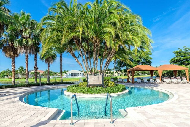 6782 Hillsdale Pt, Boynton Beach, FL 33437 - view of swimming pool featuring a gazebo