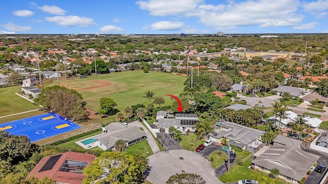 bird's eye view with a residential view