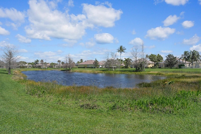 view of water feature with a residential view