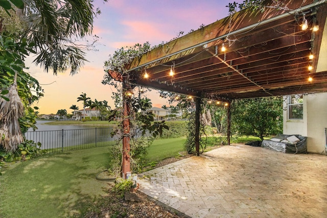 9832 Stover Way, Wellington, FL 33414 - view of yard with a water view, a patio, and a fenced backyard