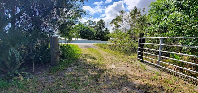 view of street with a gate and a gated entry