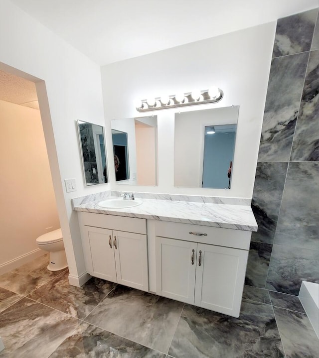 full bathroom with vanity and toilet