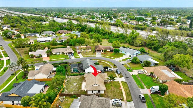 aerial view with a residential view