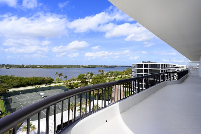 balcony with a water view