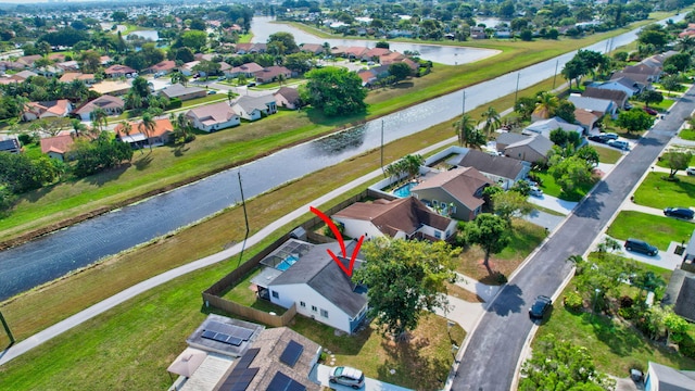 5598 Pebble Brook Ln, Boynton Beach, FL 33472 - birds eye view of property with a water view and a residential view