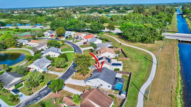 5598 Pebble Brook Ln, Boynton Beach, FL 33472 - birds eye view of property featuring a water view and a residential view