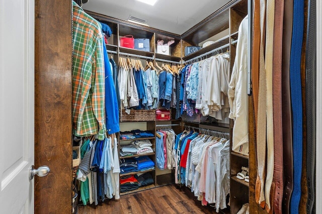 spacious closet with visible vents and wood finished floors