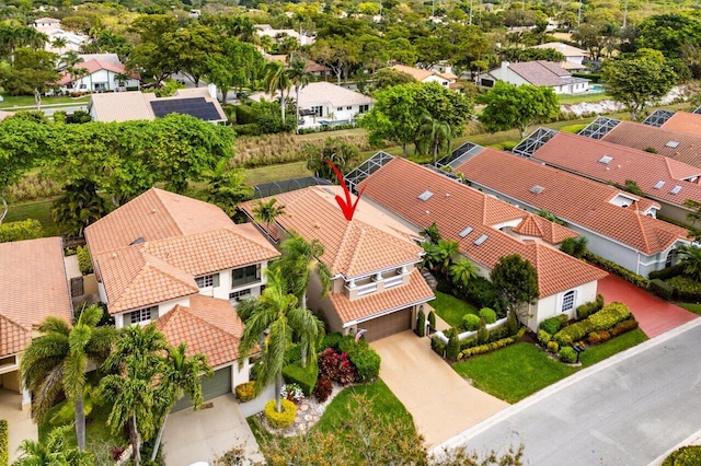 bird's eye view with a residential view