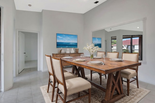 dining space featuring visible vents