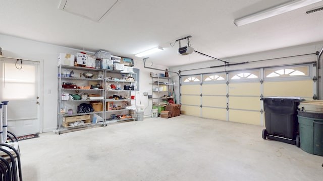 garage with a garage door opener