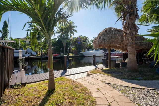 view of dock featuring a water view