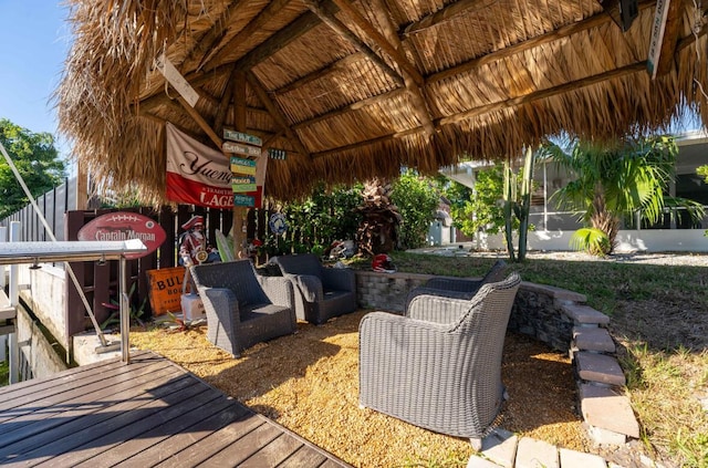 wooden deck with a gazebo