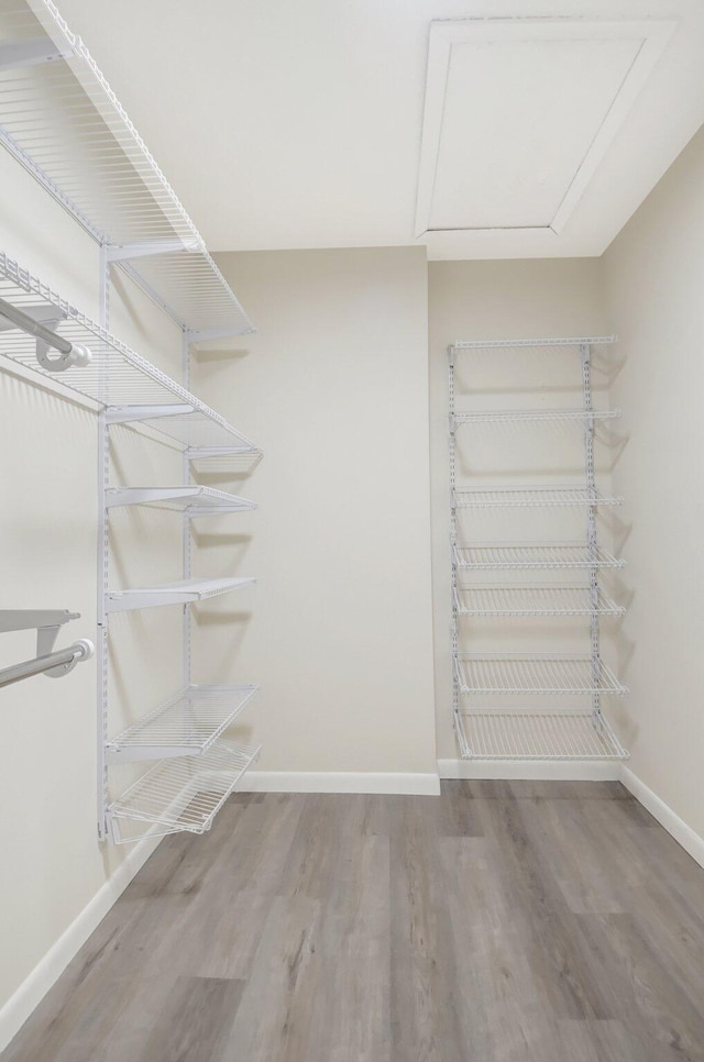 spacious closet with wood finished floors