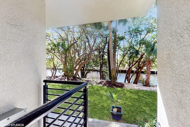 balcony with a water view