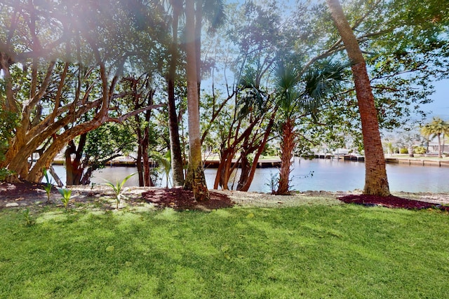 view of yard featuring a water view