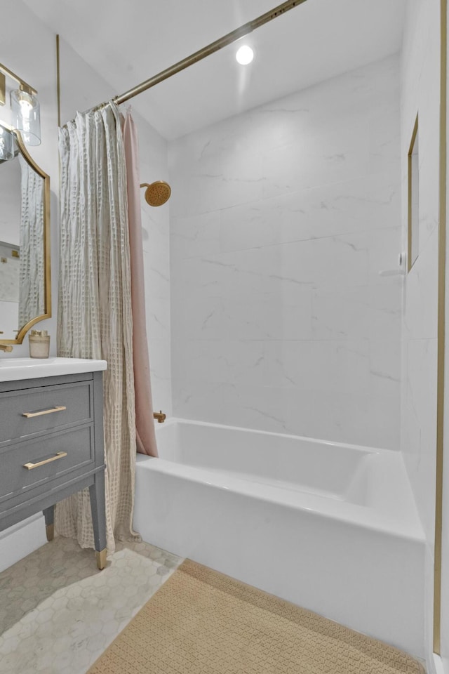 806 S 12th St, Fort Pierce, FL 34950 - bathroom with shower / bathtub combination with curtain and vanity
