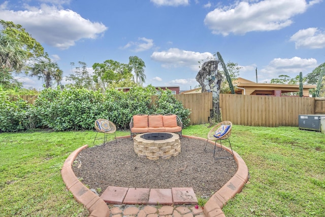 806 S 12th St, Fort Pierce, FL 34950 - view of yard featuring fence and a fire pit