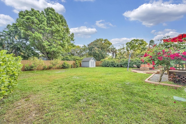 806 S 12th St, Fort Pierce, FL 34950 - view of yard featuring an outbuilding, a fenced backyard, and a shed