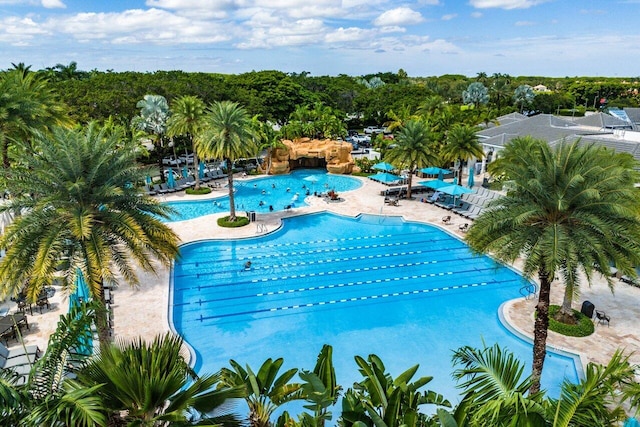 community pool with a patio