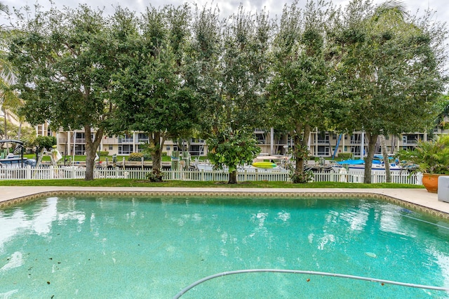 view of pool with fence and a fenced in pool