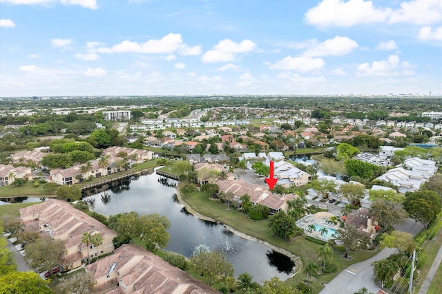 bird's eye view featuring a water view