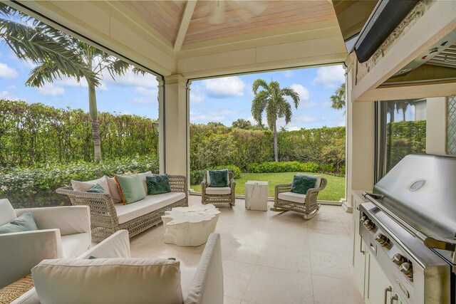 view of patio featuring an outdoor hangout area and area for grilling