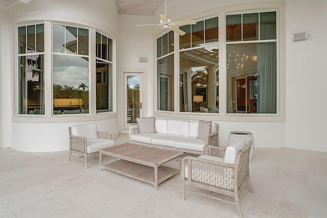 view of patio / terrace with an outdoor hangout area and ceiling fan