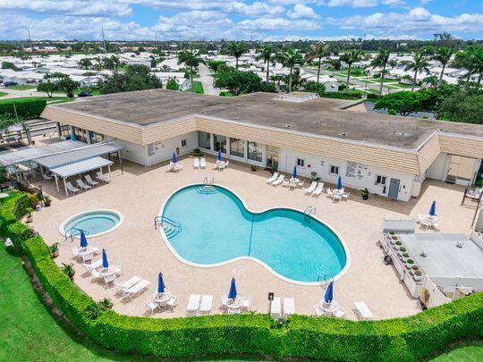 pool with a patio