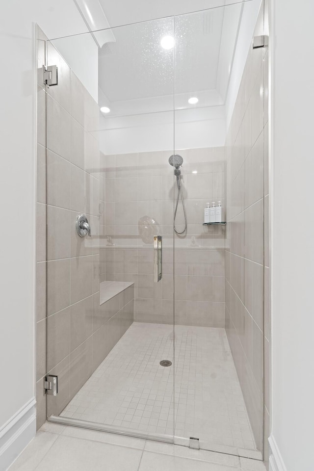 bathroom featuring a shower stall