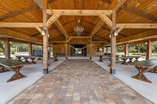 interior space featuring a notable chandelier