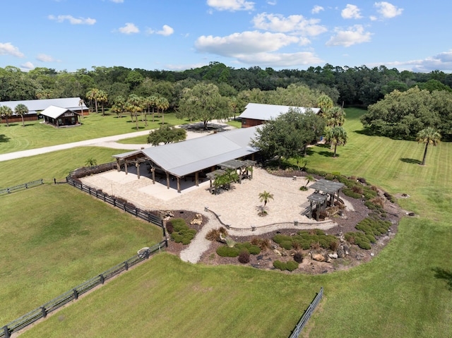 aerial view with a rural view