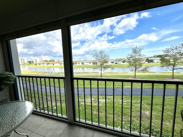 balcony with a water view