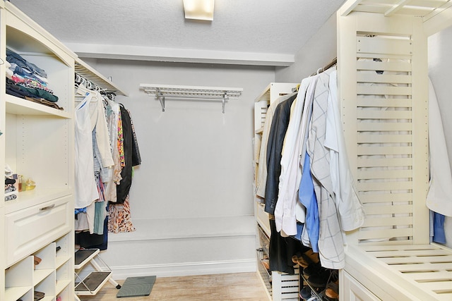 walk in closet featuring light wood finished floors