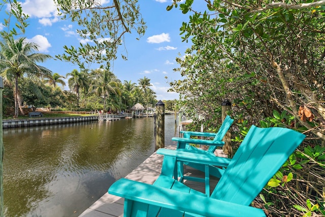 view of dock featuring a water view